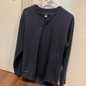 BYLT Basics long-sleeve drop-cut navy henley